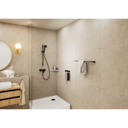 Sys. prysz. 100 Vario EcoSmart z drążek 65 cm S Puro i jednouchwytową bat prysznic, Czarny mat Vernis Blend HANSGROHE 26958670