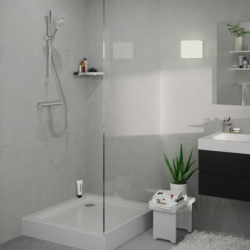 System prysznic 100 Vario EcoSmart z drążkiem 65 cm Crometta, baterią termo. Ecostat S Chrom Vernis Blend HANSGROHE 26960000