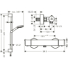 System prysznic 100 Vario EcoSmart z drążkiem 65 cm Crometta, baterią termo. Ecostat S Chrom Vernis Blend HANSGROHE 26960000