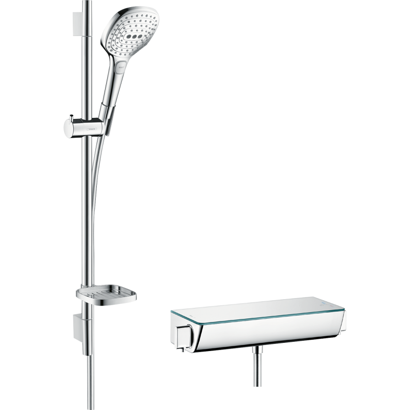 Sys. prysz. 120 3jet z drążek 65 cm i termo. bat prysznic Ecostat Select, Biały/Chrom Raindance Select E HANSGROHE 27038400
