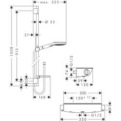 Sys. prysz. 120 3jet z drążek 90 cm i termo. bat prysznic Ecostat Select, Chrom Raindance Select E HANSGROHE 27039000