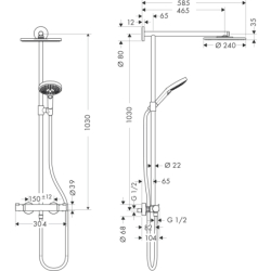 Komplet prysznicowy 240 1jet EcoSmart z termostatem Chrom Raindance HANSGROHE 27228000