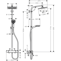 Komplet prysznicowy 240 1jet EcoSmart z termostatem Chrom Crometta E HANSGROHE 27281000