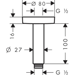 Przyłącze sufitowe S 10 cm Czarny Matowy HANSGROHE 27393670