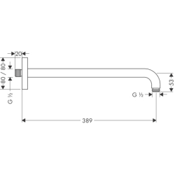 Ramię prysznicowe E 38,9 cm Chrom HANSGROHE 27446000