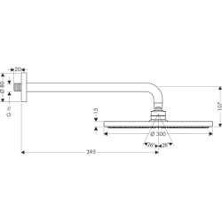 Głowica prysznicowa 300 1jet z ramieniem prysznicowym 39 cm Chrom Raindance S HANSGROHE 27493000