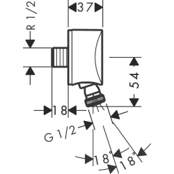 Przyłącze węża S z zaworem zwrotnym i przegubem kulowym Chrom FixFit HANSGROHE 27506000