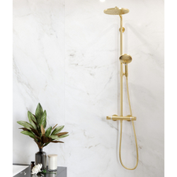 Komplet prysznicowy 240 1jet PowderRain z termostatem Złoty Optyczny Polerowany Raindance Select S HANSGROHE 27633990