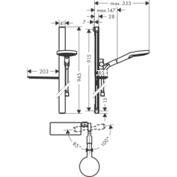 Zestaw prysznicowy 120 3jet z drążkiem 90 cm i półką Biały/Chrom Raindance Select S HANSGROHE 27648400