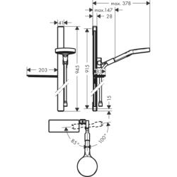 Zestaw prysznicowy 130 3jet z drążkiem 90cm i półką Chrom Rainfinity HANSGROHE 27671000