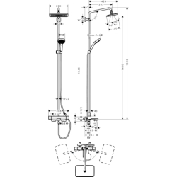 Komplet prysznicowy 280 1jet z termostatem, wannowy Chrom Croma E HANSGROHE 27687000