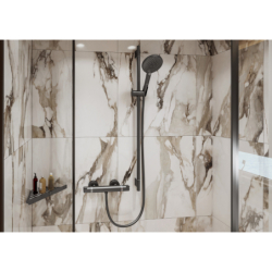 Drążek prysznicowy S Puro 65 cm z wężem Isiflex 160 cm Czarny Chrom Szczotkowany Unica HANSGROHE 28632340