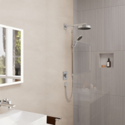Set prysznic 130 3jet EcoSmart z drążkiem S Puro 90 cm PushSlider i wężem Designflex 160 cm Chrom Rainfinity HANSGROHE 28744000