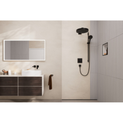 Set prysz. 130 3jet EcoSmart z drążek S Puro 90 cm PushSlider i wąż Designflex 160 cm Czarny mat Rainfinity HANSGROHE 28744670