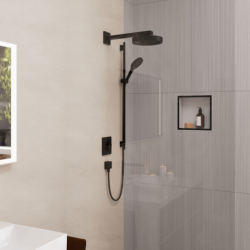 Set prysz. 130 3jet EcoSmart z drążek S Puro 90 cm PushSlider i wąż Designflex 160 cm Czarny mat Rainfinity HANSGROHE 28744670