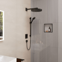 Set prysz. 130 3jet EcoSmart z drążek S Puro 65 cm PushSlider i wąż Designflex 160 cm Czarny mat Rainfinity HANSGROHE 28746670