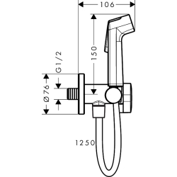 Główka prysznicowa Bidette 1 jet S EcoSmart dla wody zimnej z uchwytem i wężem prysznicowym 125 cm Chrom HANSGROHE 29230000