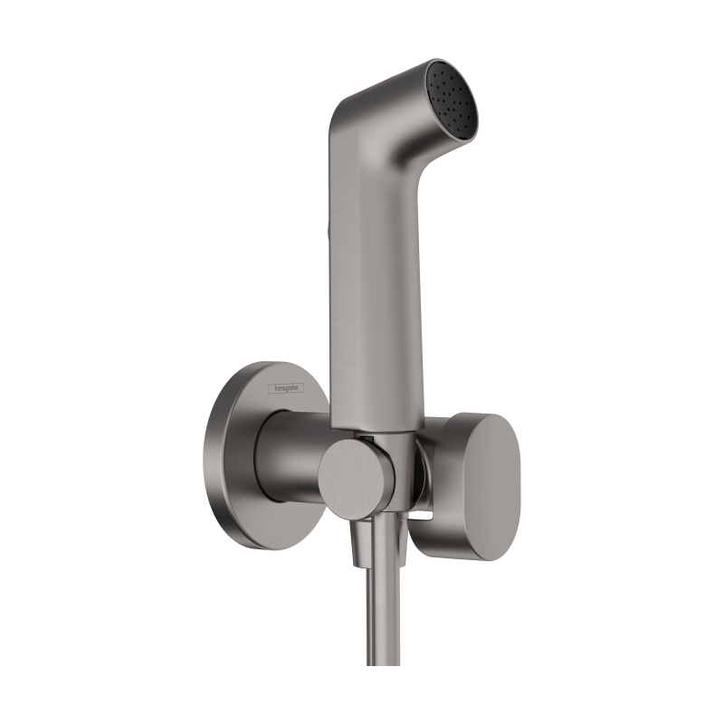 Główka prysznic. Bidette 1 jet S EcoSmart dla wody zimnej z uchwytem i wąż prysznic 125 Czarny Chrom brushed HANSGROHE 29230340