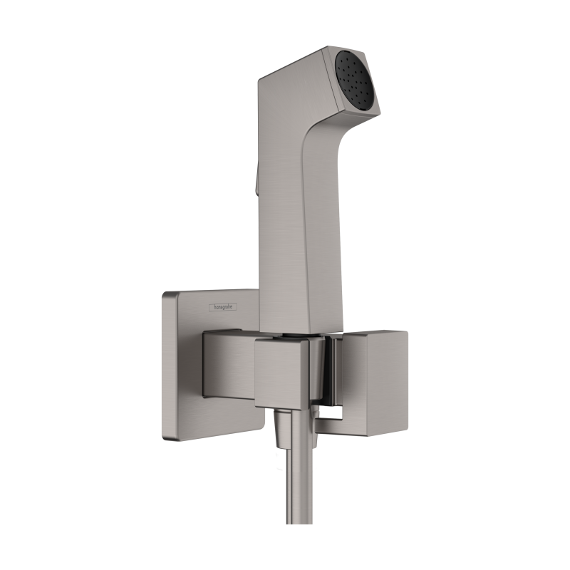 Główka prysznic. Bidette 1 jet E EcoSmart dla wody zimnej z uchwytem i wąż prysznic 125 Czarny Chrom brushed HANSGROHE 29231340