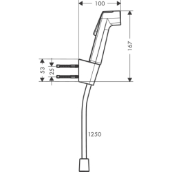 Główka prysznicowa Bidette 1jet S EcoSmart z uchwytem Porter S i wężem prysznicowym 125 cm Biały Matowy HANSGROHE 29238700