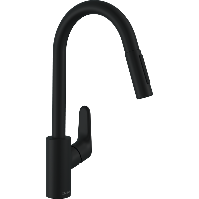 Jednouchwytowa bateria kuchenna 240, wyciągana wylewka, 2jet Czarny Matowy Focus M41 HANSGROHE 31815670