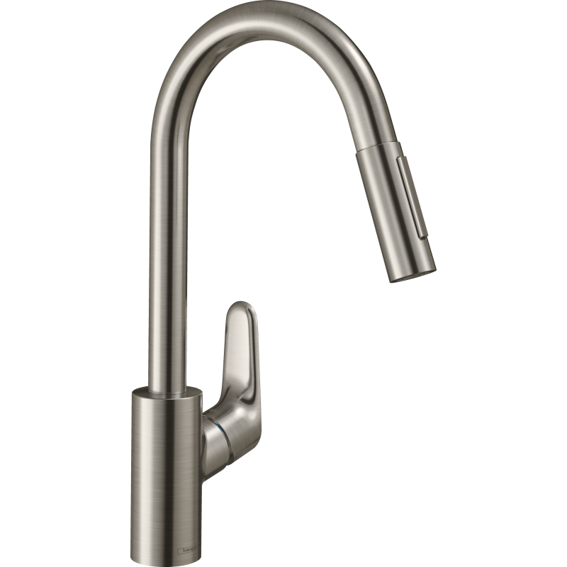 Jednouchwytowa bateria kuchenna 240, wyciągana wylewka, 2jet Stal Szlachetna Finish Focus M41 HANSGROHE 31815800