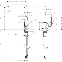 Jednouchwytowa bateria kuchenna 280, 1jet Stal Szlachetna Finish Focus M41 HANSGROHE 31817800