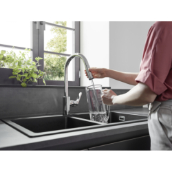 Jednouchwytowa bateria kuchenna 240, EcoSmart, wyciągana wylewka, 2jet Chrom Focus M41 HANSGROHE 31833000