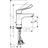 Jednouchwytowa bateria umywalkowa 100 Care z długim uchwytem 12,1 cm i kpl odpływowym z cięgłem Chrom Focus HANSGROHE 31911000
