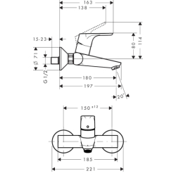 Jednouchwytowa bateria umywalkowa, natynkowa Chrom Focus HANSGROHE 31923000