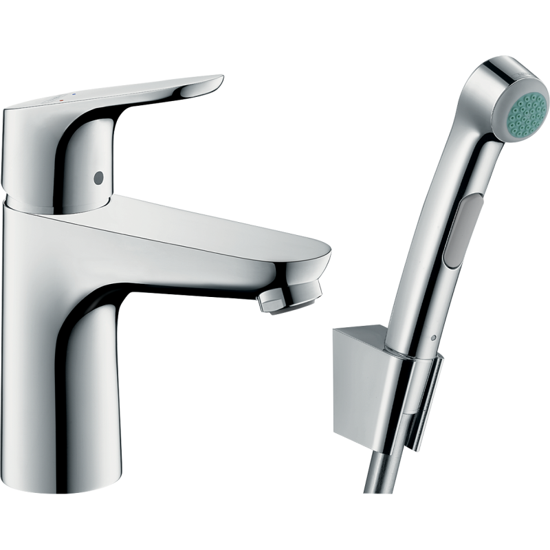 Jednouchwytowa bateria umywalkowa 100 z główką Bidette i wężem 160 cm, kpl odpływowy Push-Open Chrom Focus HANSGROHE 31927000