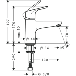 Jednouchwytowa bateria wannowa Monotrou bez przełącznika ciśnieniowego Chrom Focus HANSGROHE 31931000