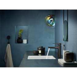 Jednouchwytowa bateria umywalkowa 110 z kompletem odpływowym Push-Open Czarny Chrom Szczotkowany Metropol HANSGROHE 32507340