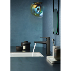 Jednouchwytowa bateria umywalkowa 110 z kompletem odpływowym Push-Open Czarny Chrom Szczotkowany Metropol HANSGROHE 32507340