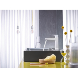 Jednouchwytowa bateria umywalkowa 110 z kompletem odpływowym Push-Open Biały Matowy Metropol HANSGROHE 32507700