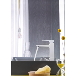 Jednouchwytowa bateria umywalkowa 110 z kompletem odpływowym Push-Open Biały Matowy Metropol HANSGROHE 32507700