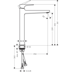 Bateria umywalkowa 260 do umywalek nablatowych z kpl odpływowym Push-Open Czarny Chrom Szczotkowany Metropol HANSGROHE 32512340
