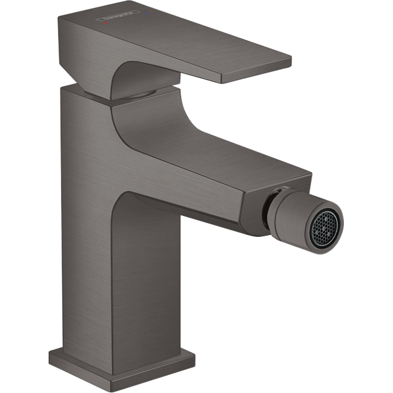 Jednouchwytowa bateria bidetowa z kompletem odpływowym Push-Open Czarny Chrom Szczotkowany Metropol HANSGROHE 32520340
