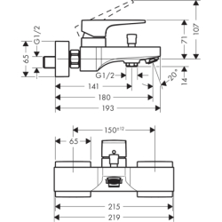 Jednouchwytowa bateria wannowa, natynkowa Czarny Chrom Szczotkowany Metropol HANSGROHE 32540340