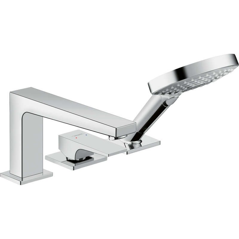 3-otworowa jednouchwytowa bateria na brzeg wanny z uchwytem jednoramiennym Chrom Metropol HANSGROHE 32551000