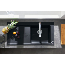 4-F450 Zlewozmywak nablatowy 450 z ociekaczem po lewej stronie czarny grafitowy S51 HANSGROHE 43314170