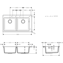 0-F770 Zlewozmywak nablatowy 370/370 czarny grafitowy S51 HANSGROHE 43316170