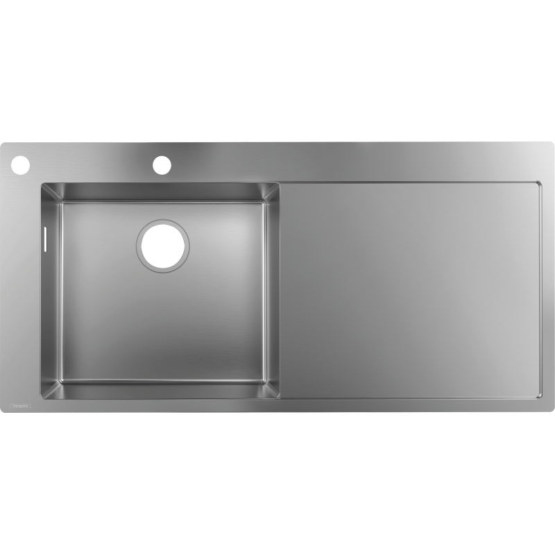 8-F450 Zlewozmywak nablatowy 450 z ociekaczem po prawej stronie Stal Szlachetna S71 HANSGROHE 43332800