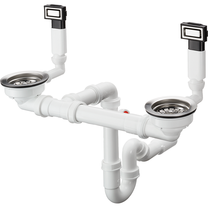 D15-10 Manualny komplet odpływowy z przelewem do podwójnej komory Stal Szlachetna HANSGROHE 43922800