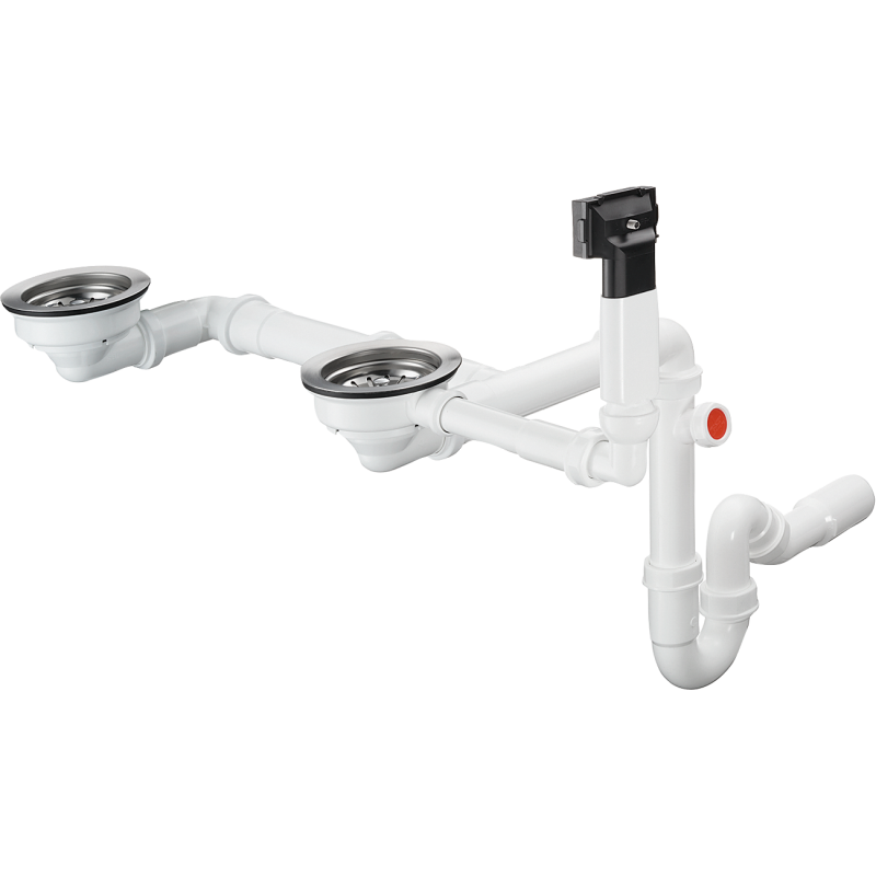 D17-10 Manualny komplet odpływowy z przelewem do podwójnej komory granitowej Chrom HANSGROHE 43928000