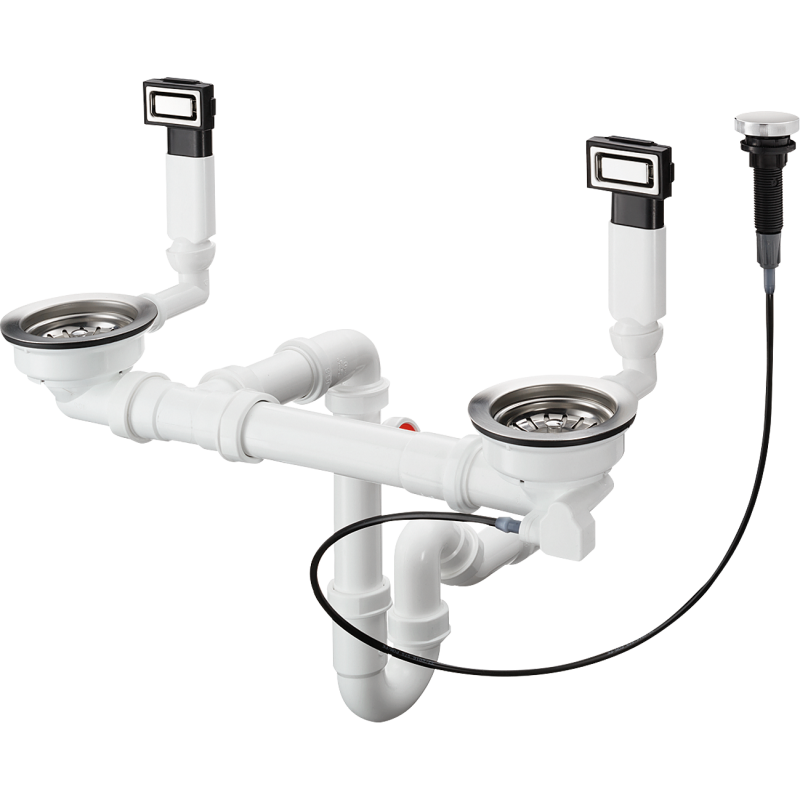 D15-11 Automatyczny komplet odpływowy z przelewem do podwójnej komory Stal Szlachetna HANSGROHE 43932800