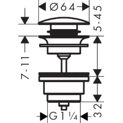 Komplet odpływowy Push-Open do umywalek i bidetów Czarny Chrom Szczotkowany HANSGROHE 50100340