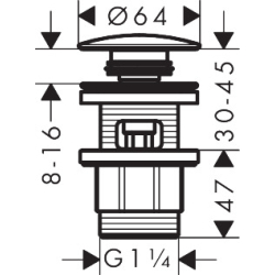 Komplet odpływowy Push-Open do umywalek i bidetów Chrom HANSGROHE 50105000