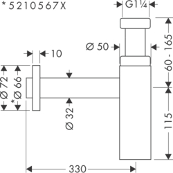 Syfon ozdobny Flowstar S Czarny Chrom Szczotkowany HANSGROHE 52105340