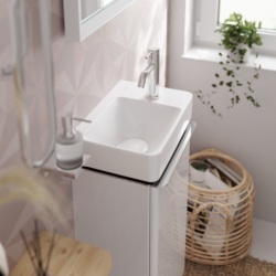 Szafka pod małą umywalkę wiszącą z drzwiami lewymi 340/245, Biały Wysoki Połysk Xelu Q HANSGROHE 54011000